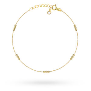 Bransoletka złota potrójne diamentowane kulki na nogę