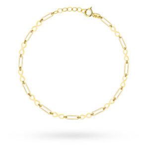 Bransoletka złota podłużne ogniwa i znaki nieskończoności na nogę