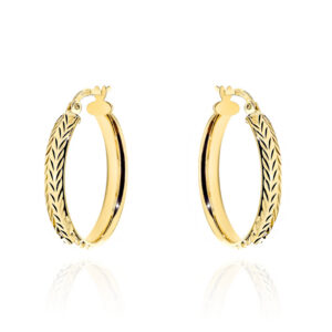 Kolczyki złote koła z ozdobnym diamentowaniem