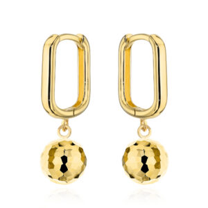 Kolczyki złote diamentowane wiszące kulki