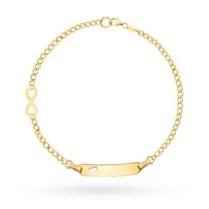 Bransoletka złota dziecięca z blaszką i znakiem nieskończoności
