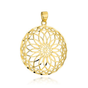 Zawieszka złota ażurowy kwiat w kole