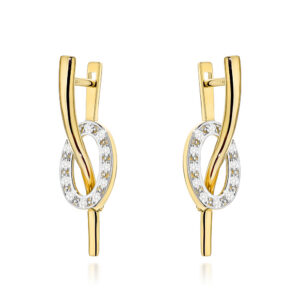 Kolczyki złote fala i owal z cyrkoniami