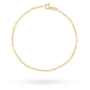 Bransoletka złota - splot singapure z blaszką na nogę