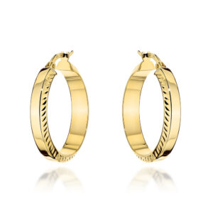 Kolczyki złote koła z diamentowanymi brzegami