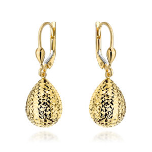 Kolczyki złote diamentowane krople