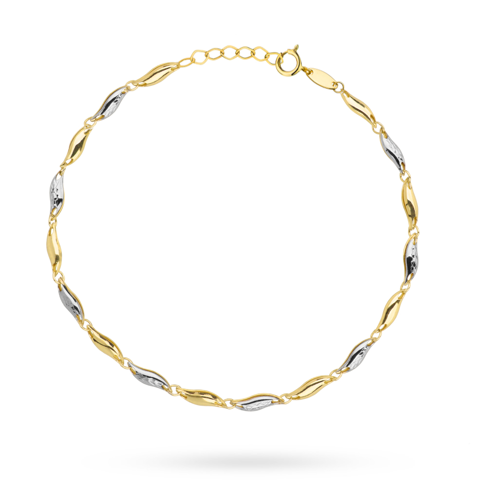Bransoletka listki w dwóch kolorach złota