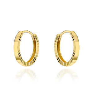 Kolczyki złote małe kółeczka zdobione diamentowaniem