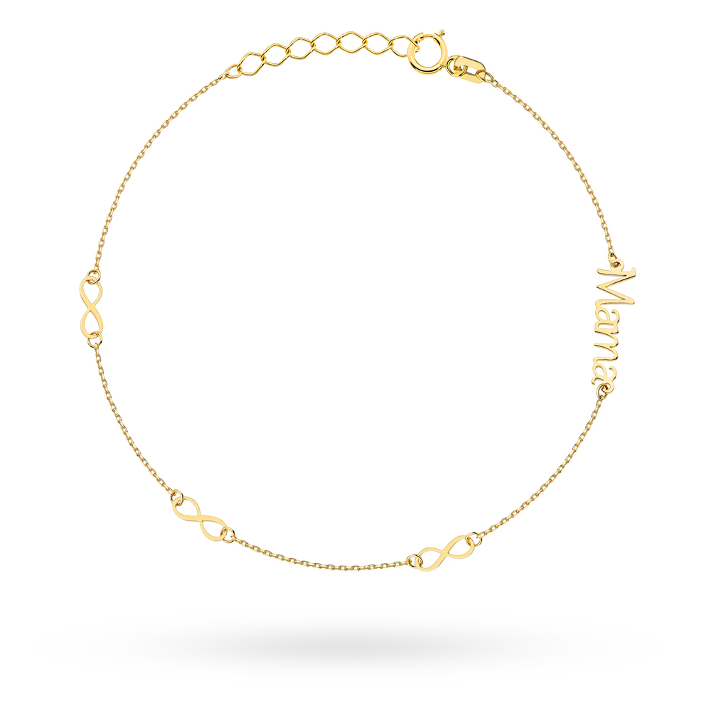 Bransoletka złota ze znakami nieskończoności "mama"