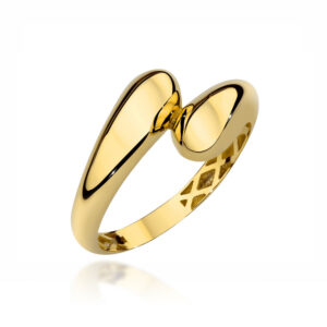 Pierścionek złoty gładkie połączone łezki