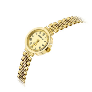 Zegarek złoty z okrągłą tarczą XII