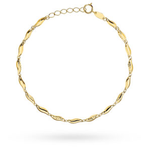 Bransoletka złota listki zdobione diamentowaniem