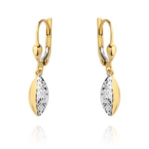 Kolczyki wiszące owal w dwa kolory złota