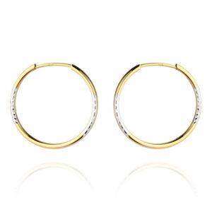 Kolczyki koła częściowo diamentowane dwa kolory złota 2,4 cm