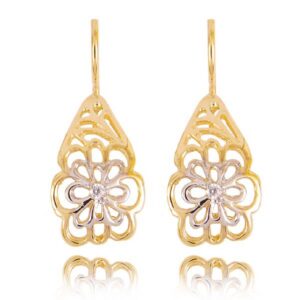 Klasyczne kolczyki ze złota z dekoracyjnym kamieniem.