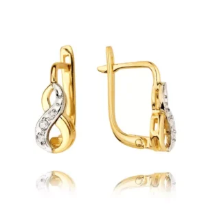 Eleganckie kolczyki ze złota z subtelnym blaskiem kamieni.