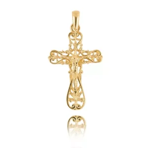 Złoty krzyżyk wykonany na zamówienie.