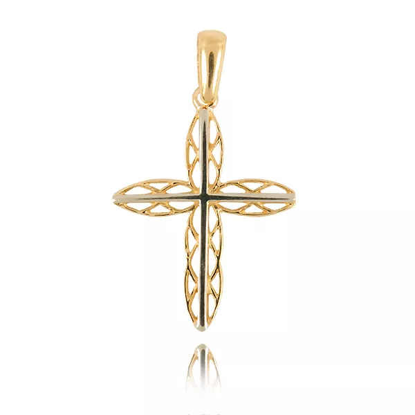 Złoty krzyżyk o eleganckim wykończeniu.