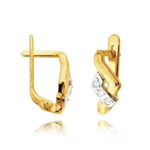 Klasyczne kolczyki ze złota z dekoracyjnym kamieniem.