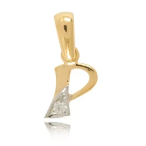 Złota literka o delikatnej i eleganckiej formie.