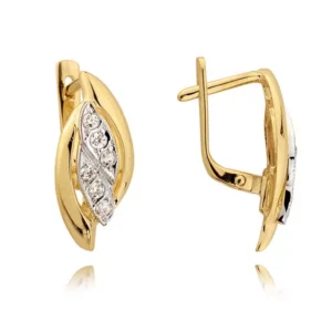 Złote kolczyki łączące elegancję i nowoczesny design.