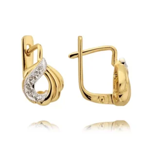 Klasyczne kolczyki ze złota z dekoracyjnym kamieniem.