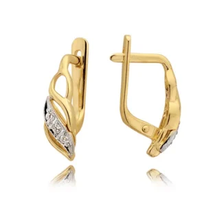 Klasyczne kolczyki ze złota z dekoracyjnym kamieniem.