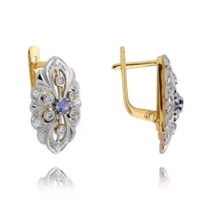 Eleganckie kolczyki ze złota z subtelnym blaskiem kamieni.