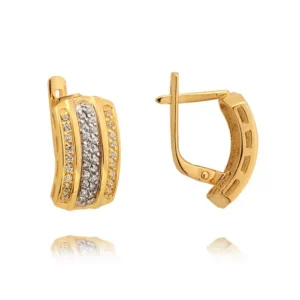 Złote kolczyki łączące elegancję i nowoczesny design.