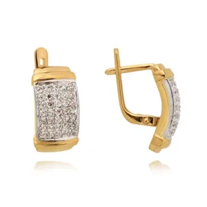 Klasyczne kolczyki ze złota z dekoracyjnym kamieniem.