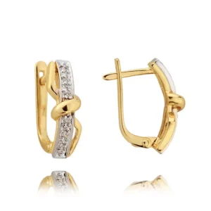 Eleganckie kolczyki ze złota z subtelnym blaskiem kamieni.