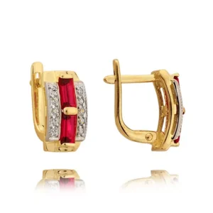 Klasyczne kolczyki ze złota z dekoracyjnym kamieniem.