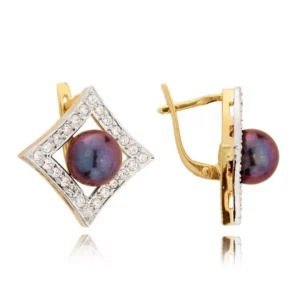 Klasyczne kolczyki ze złota z dekoracyjnym kamieniem.