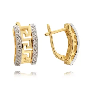 Klasyczne kolczyki ze złota z dekoracyjnym kamieniem.