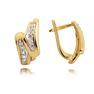 Klasyczne kolczyki ze złota z dekoracyjnym kamieniem.