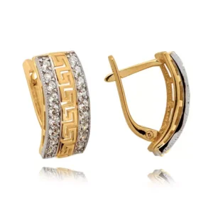 Klasyczne kolczyki ze złota z dekoracyjnym kamieniem.