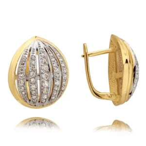 Klasyczne kolczyki ze złota z dekoracyjnym kamieniem.