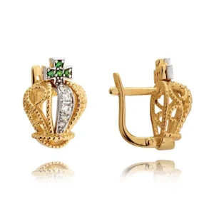 Klasyczne kolczyki ze złota z dekoracyjnym kamieniem.