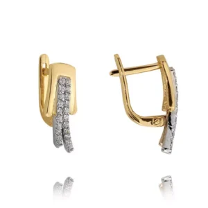 Eleganckie kolczyki ze złota z subtelnym blaskiem kamieni.