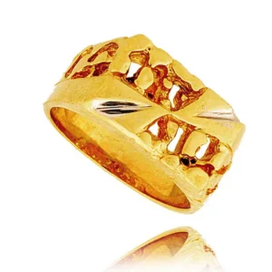 Pierścionek ze złota łączący klasykę z nowoczesnością.