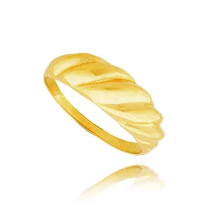 Złoty pierścionek podkreślający subtelny blask kamieni.