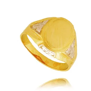 Złoty pierścionek podkreślający subtelny blask kamieni.