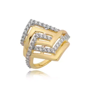 Pierścionek ze złota łączący klasykę z nowoczesnością.