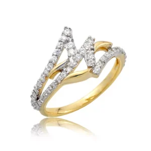 Pierścionek ze złota łączący klasykę z nowoczesnością.