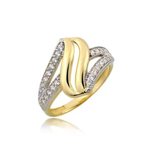 Pierścionek ze złota łączący klasykę z nowoczesnością.