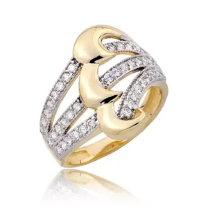 Pierścionek ze złota łączący klasykę z nowoczesnością.