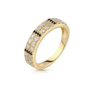 Pierścionek ze złota łączący klasykę z nowoczesnością.