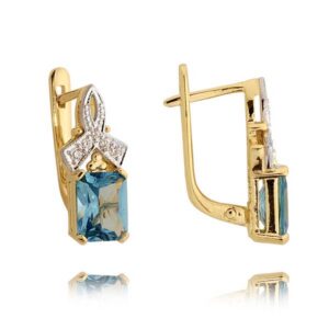 Eleganckie kolczyki ze złota z subtelnym blaskiem kamieni.